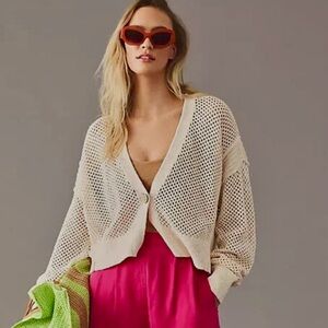 Pilcro open weave beach cardigan. Button front. Sz xs